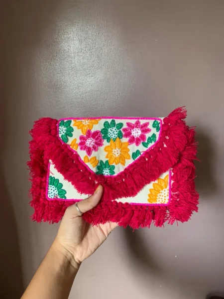 Handmade Banjara Clutch: Embroidered Boho Fringe Bag