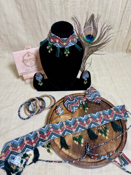 Handmade Blue Printed Festive Jewelry Combo Set for Women – Boho Ethnic Accessories India
