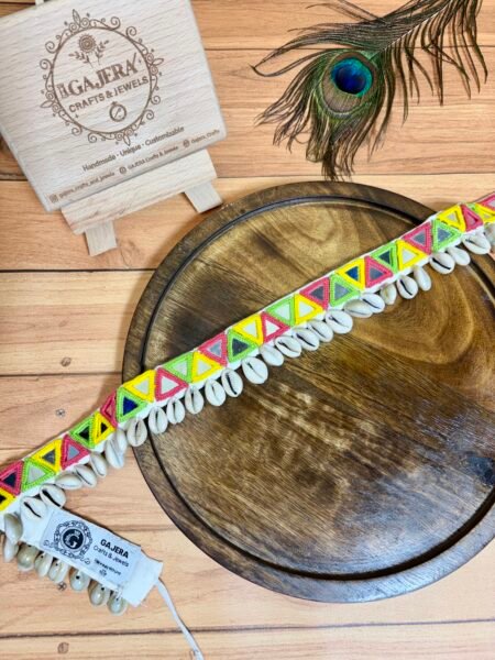 Handmade Multicolor Triangle Mirror Work Kamarbandh for Women – Cowrie Shell Festive Waist Belt India