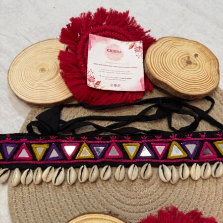 Handmade Multicolor Triangle Mirror Work Kamarbandh for Women – Cowrie Shell Festive Waist Belt India