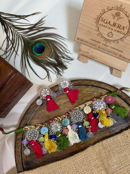Handmade Multicolor Braided Tassel Choker Set for Women – Oxidised Festive Boho Jewelry India