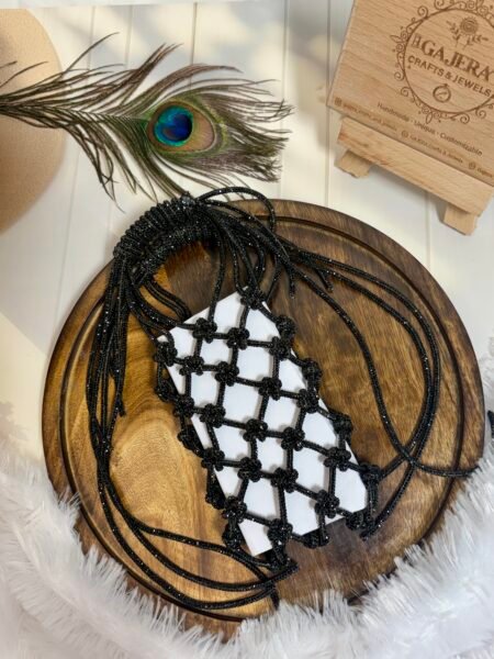 Handmade Black Beaded Phone Sling Bag for Women – Boho Festive Mobile Pouch India