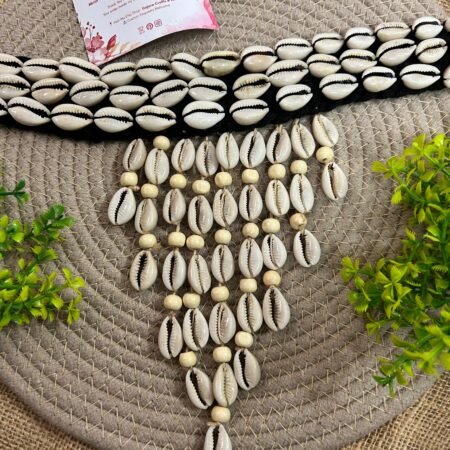 Handmade Cowrie Shell Bib Choker for Women – Black Boho Festive Statement Necklace India